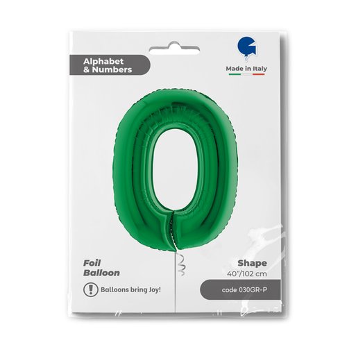 Zahl 0 Grün Folienballon -102cm
