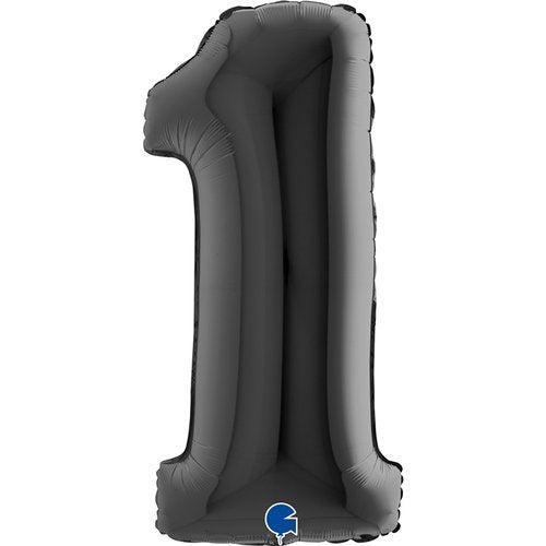 Zahl 1 Schwarz Folienballon - 102cm