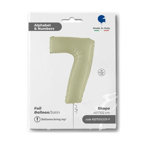 Zahl 7 Satin Olive Grün Folienballon - 102 cm
