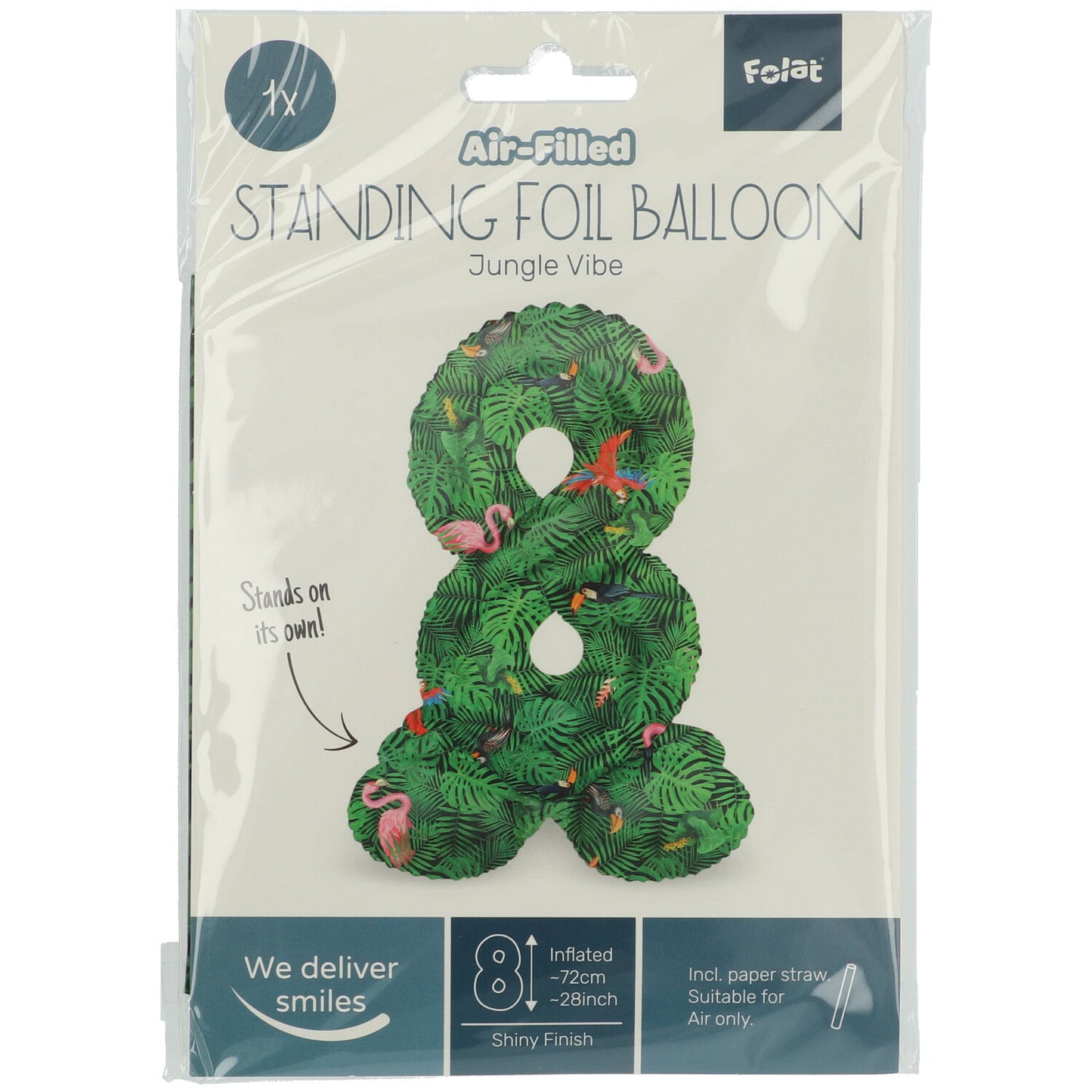 Zahl 8 Jungle Vibe Stehender Folienballon