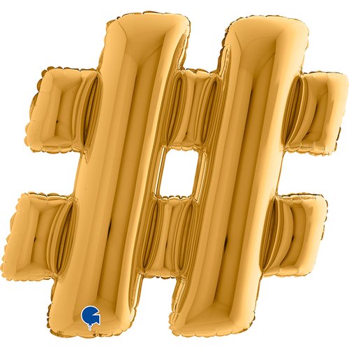 Zeichen # Gold Folienballon - 102 cm