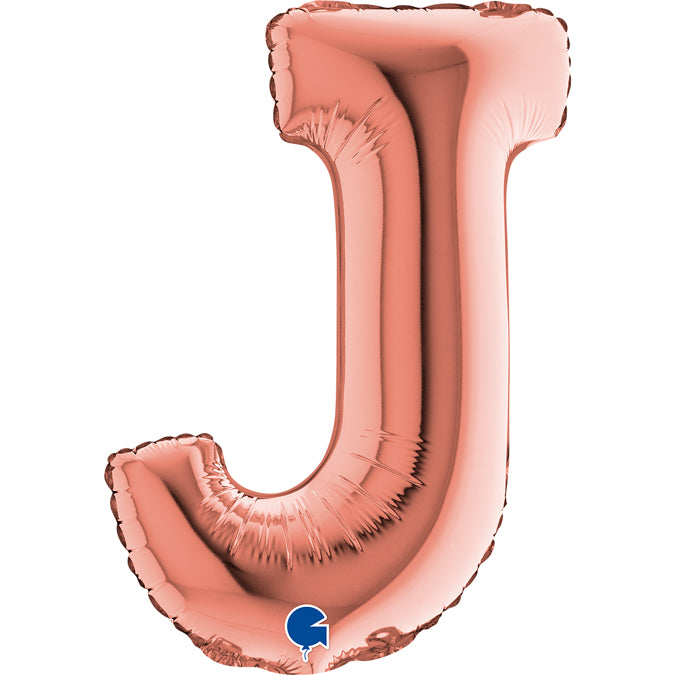 Buchstabe J Roségold Folienballon - 36 cm
