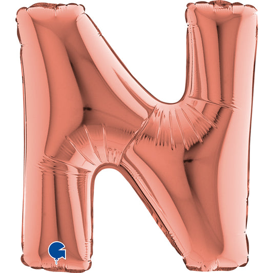 Buchstabe N Roségold Folienballon - 36 cm