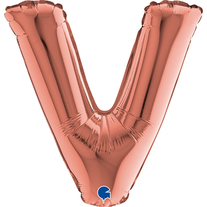 Buchstabe V Roségold Folienballon - 36 cm