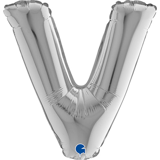 Buchstabe V Silber Folienballon - 36 cm