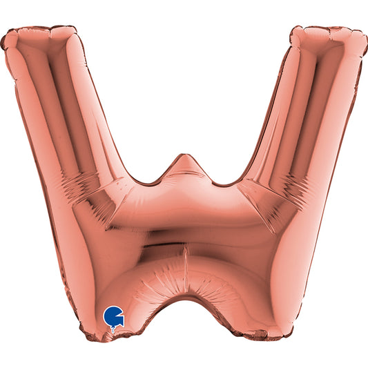 Buchstabe W Roségold Folienballon - 36 cm