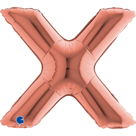 Buchstabe X Roségold Folienballon - 36 cm
