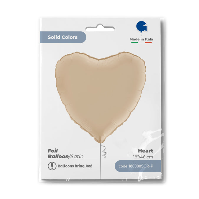 Satin Cream Herz Folienballon - 18"/46cm