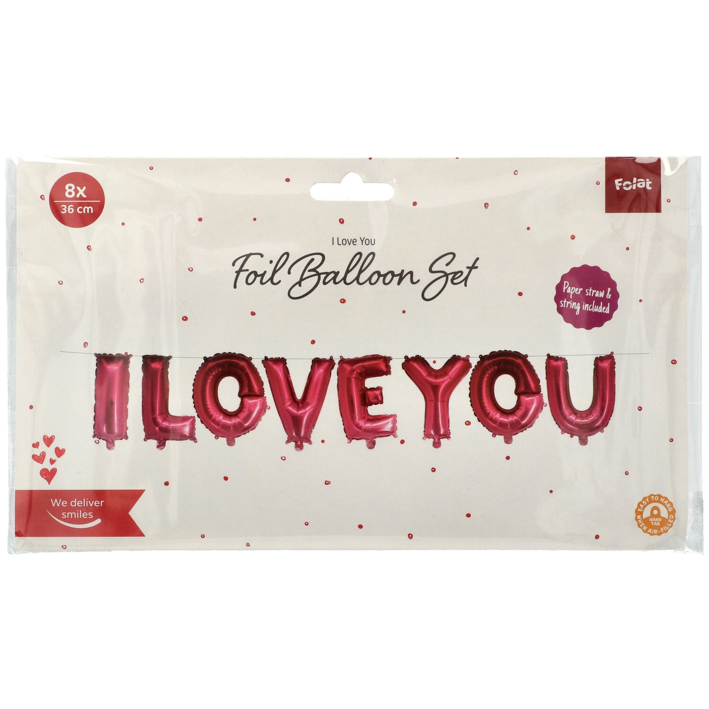 Folienballons 'I Love You' Rosa 36cm - 8 Stück