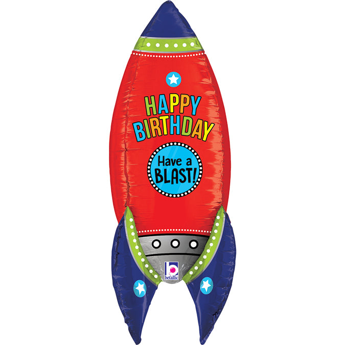 Happy Birthday Rakete Folienballon - 33"/84cm