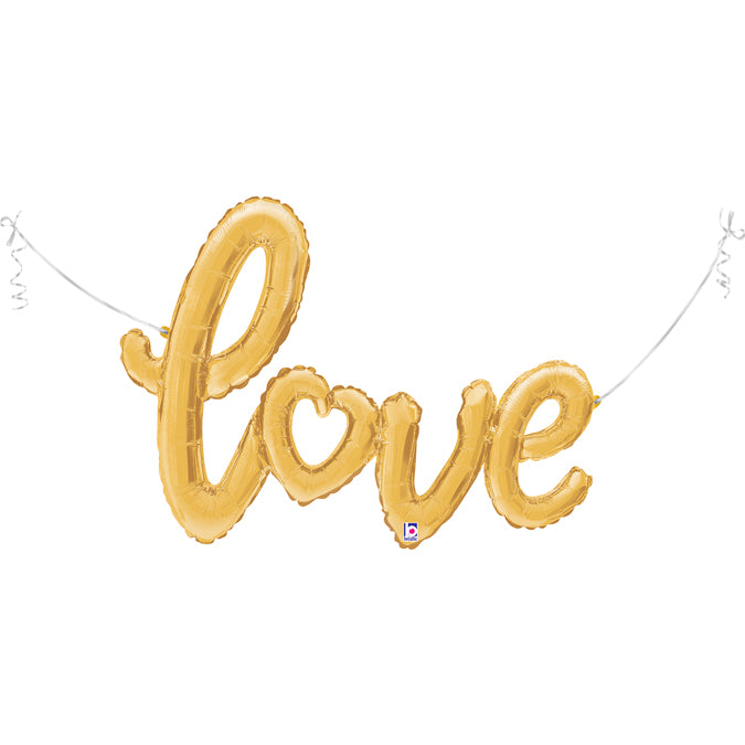 Love Schriftzug Gold Folienballon - 33"/84cm