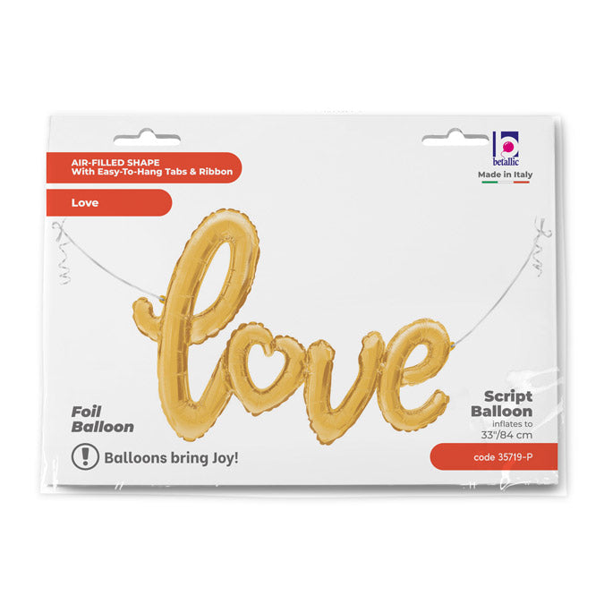 Love Schriftzug Gold Folienballon - 33"/84cm