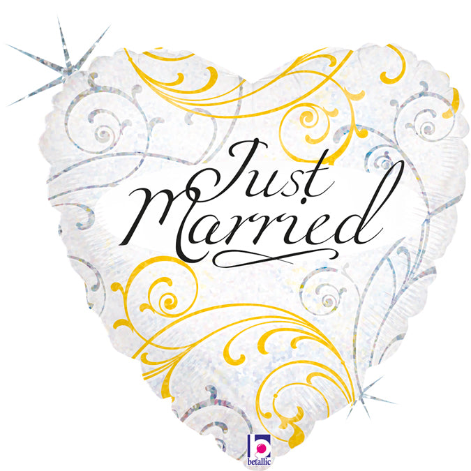 Just Married Herz Folienballon - 18"/46cm