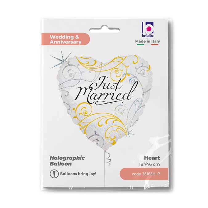 Just Married Herz Folienballon - 18"/46cm