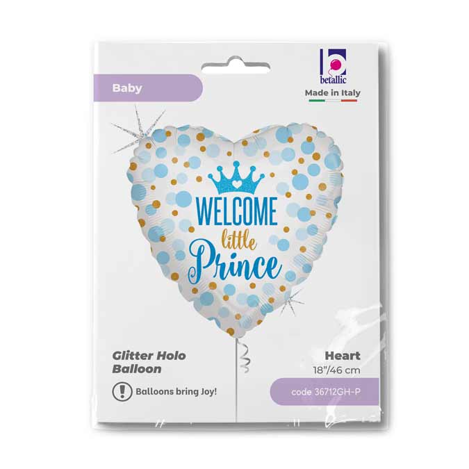 Welcome little Prince Herz Folienballon - 18"/46cm