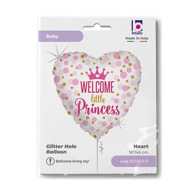 Welcome little Princess Herz Folienballon - 18"/46cm