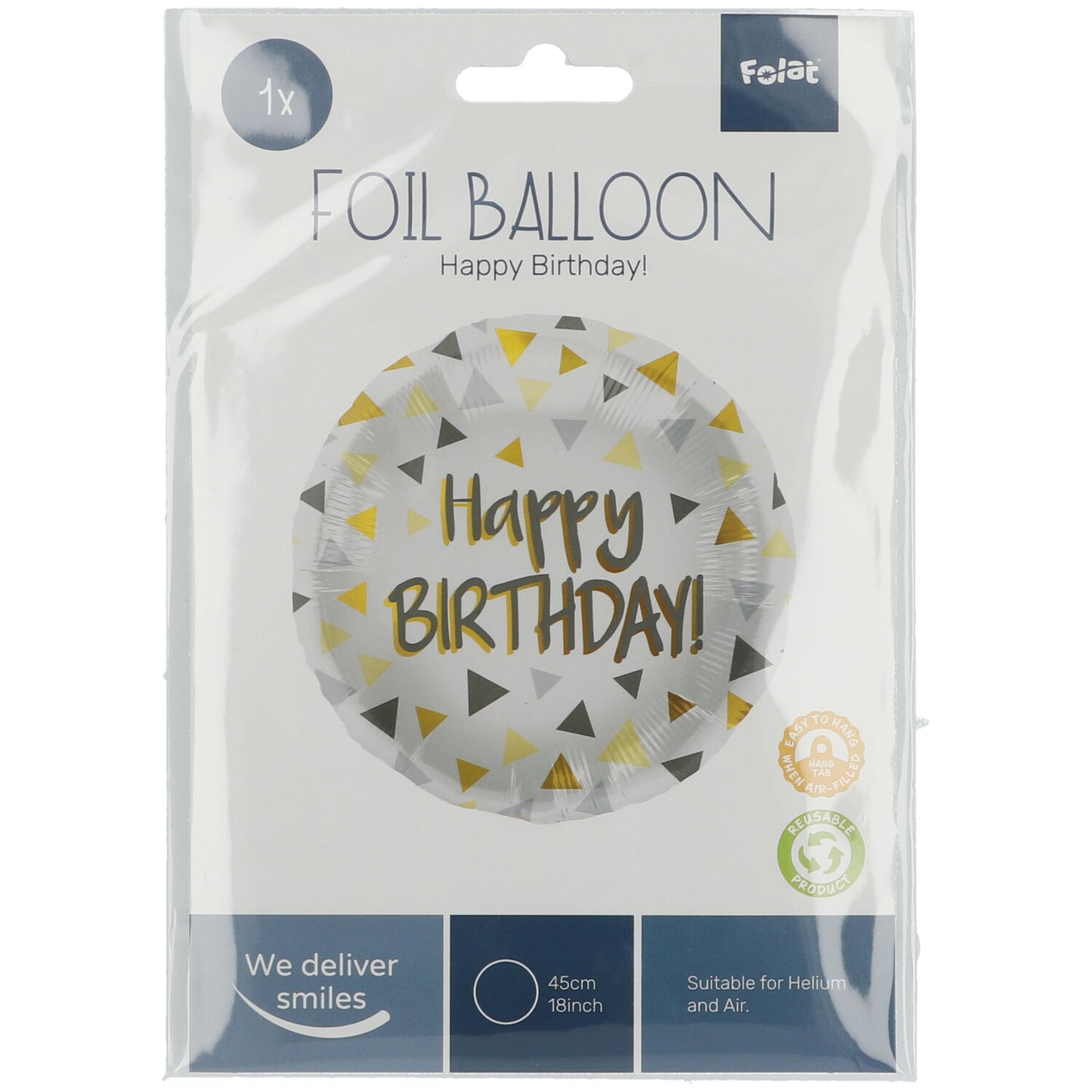 Happy Birthday Dreieck Folienballon - 45 cm