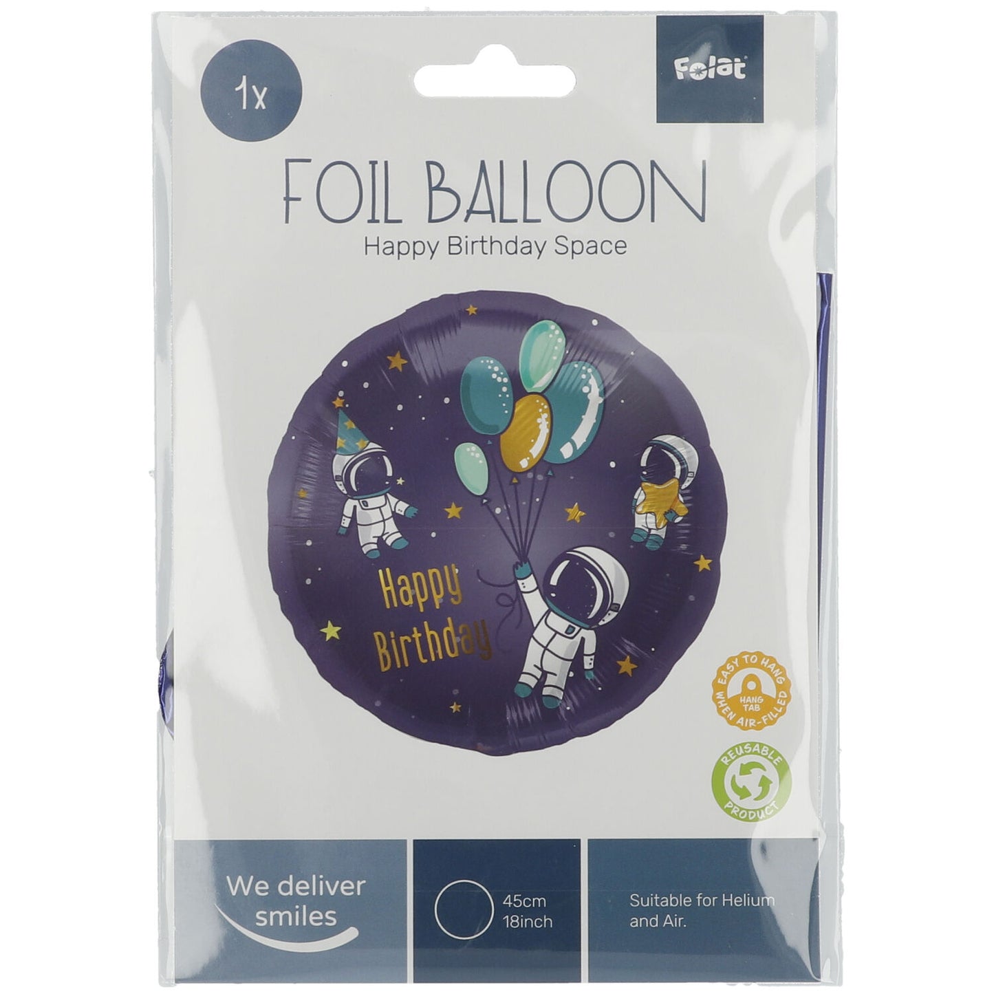 Happy Birthday Weltraum Folienballon - 45 cm