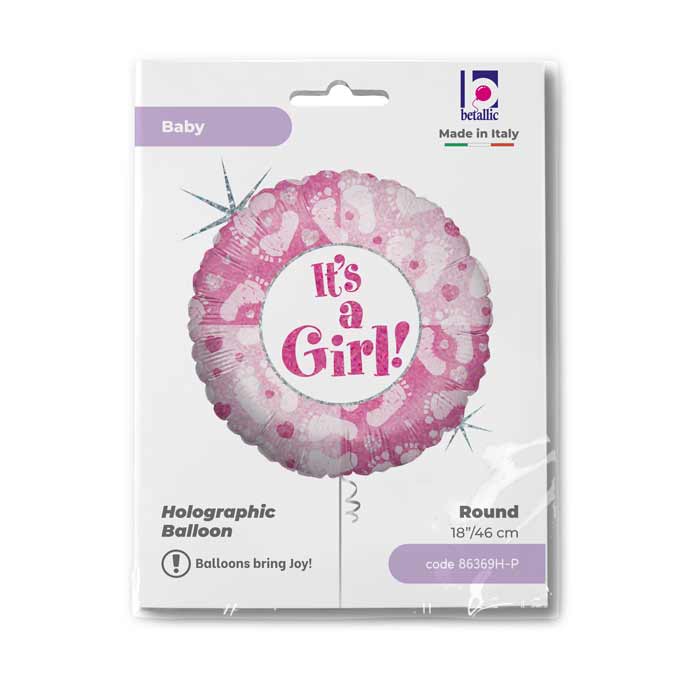 It's a Girl Fuß Print Folienballon - 18"/46cm