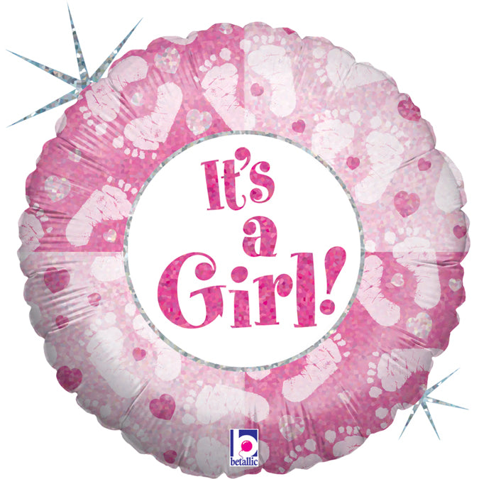 It's a Girl Fuß Print Folienballon - 18"/46cm