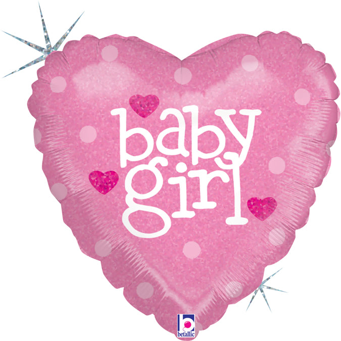 Baby Girl Herz Folienballon - 18"/46cm