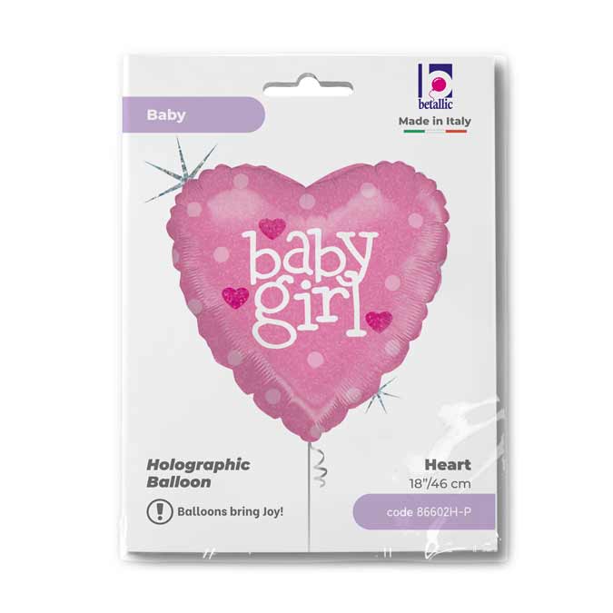 Baby Girl Herz Folienballon - 18"/46cm