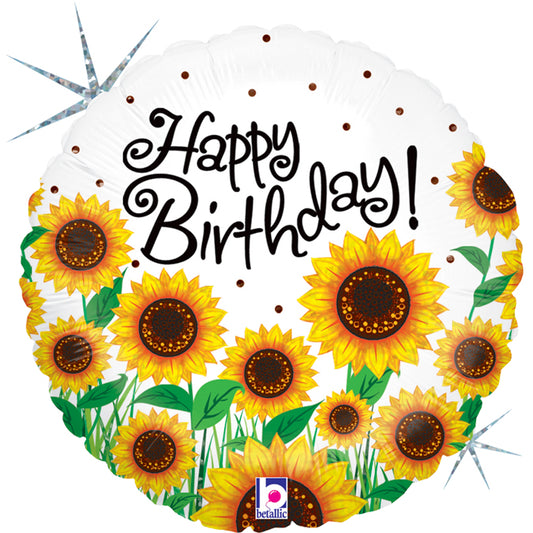 Sun Sunflowers Birthday Folienballon - 18"/46cm