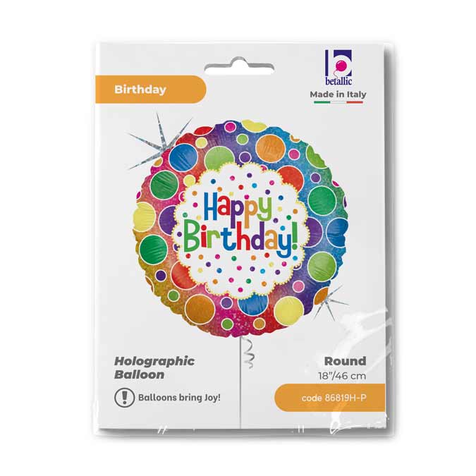 Rainbow Dots Birthday Folienballon - 45 cm