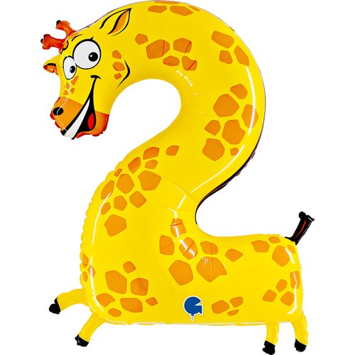 Zahl 2 Giraffe Animaloon Folienballon - 102cm