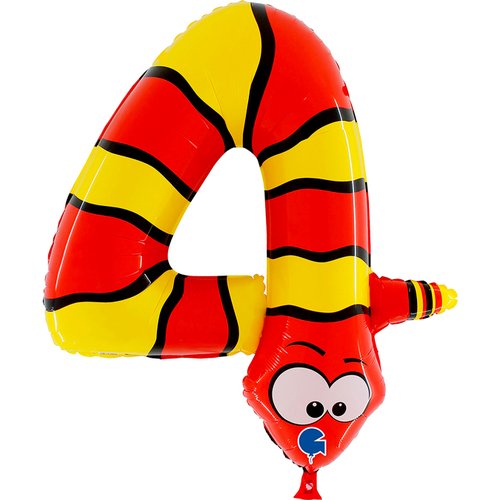 Zahl 4 Schlange Animaloon Folienballon - 102cm