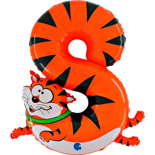 Zahl 8 Katze Animaloon Folienballon - 102cm