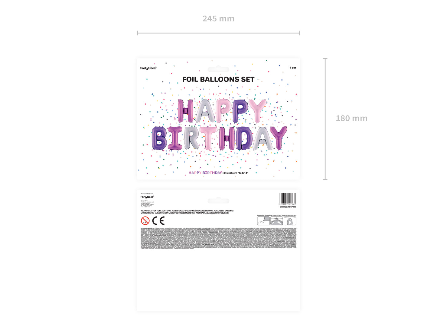 Happy Birthday Folienballon Lila-Pink Mix