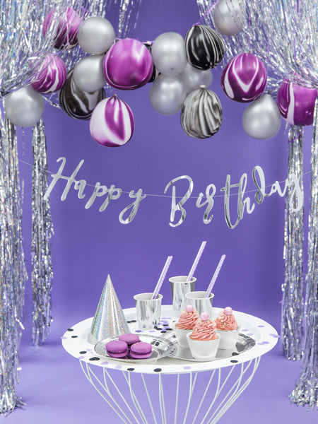 Happy Birthday Girlande Silber - 16,5x62cm