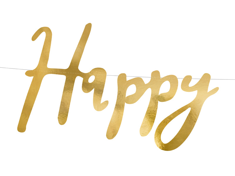 Happy Birthday Girlande Gold - 16,5x62cm