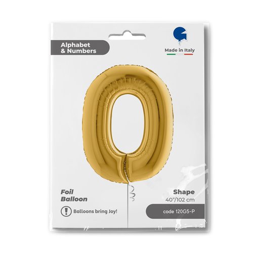 Zahl 0 Gold Folienballon 102cm