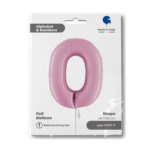 Zahl 0 Pastell Pink Folienballon - 102cm