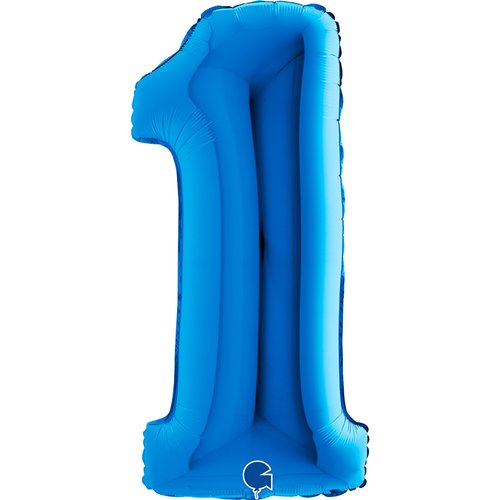 Zahl 1 Blau Folienballon - 102cm