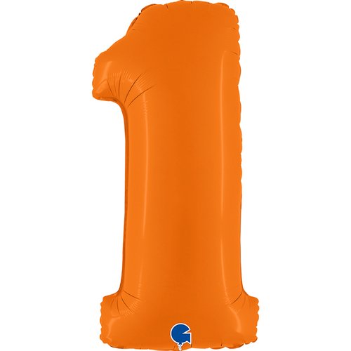 Zahl 1 Orange Matt Folienballon - 102 cm