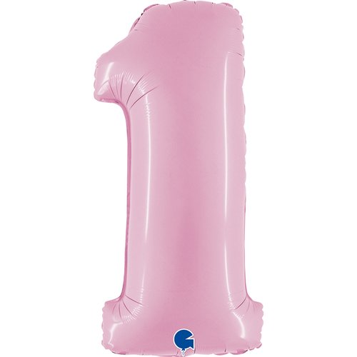 Zahl 1 Pastell Pink Folienballon - 102cm