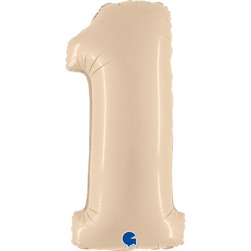 Zahl 1 Satin Cream Folienballon - 102cm