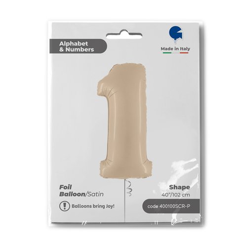 Zahl 1 Satin Cream Folienballon - 102cm