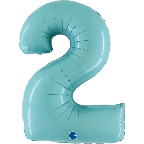 Zahl 2 Pastell Blau Folienballon - 102cm