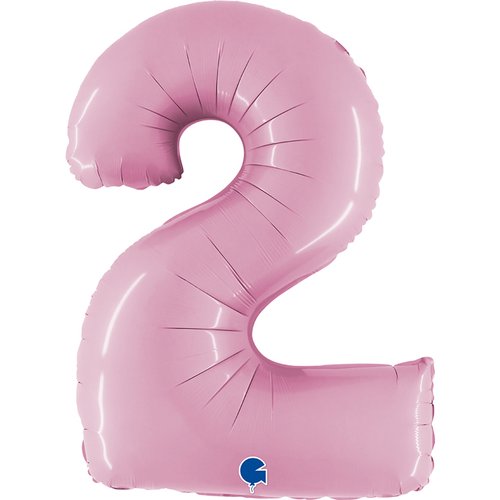 Zahl 2 Pastell Pink Folienballon - 102cm