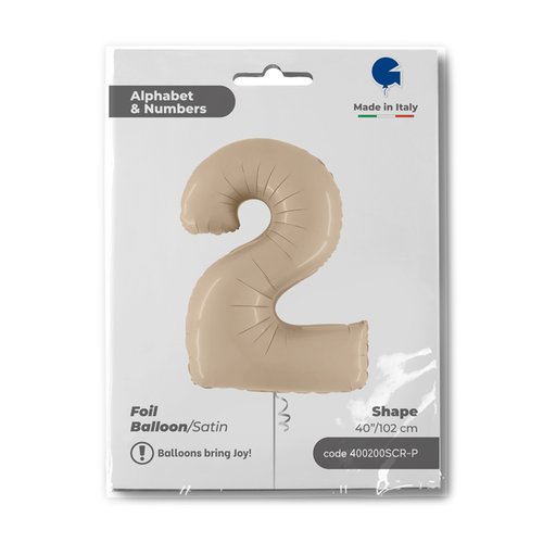 Zahl 2 Satin Cream Folienballon - 102cm