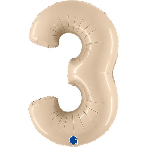 Zahl 3 Satin Cream Folienballon - 102cm