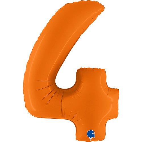 Zahl 4 Orange Matt Folienballon - 102 cm