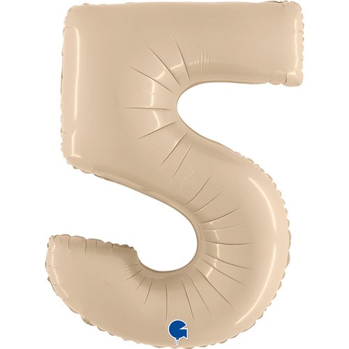 Zahl 5 Satin Cream Folienballon - 102cm