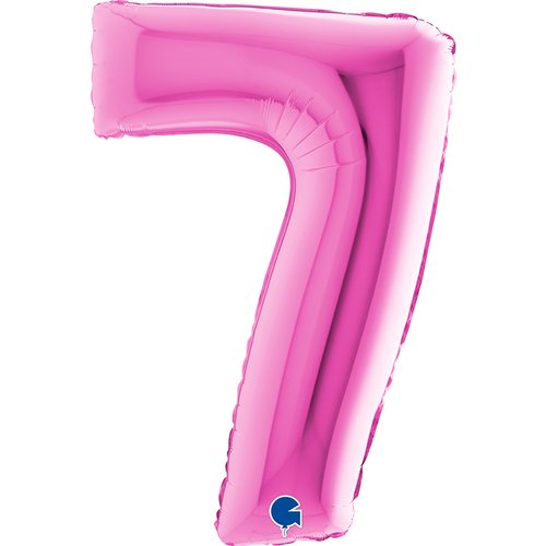 Zahl 7 Fuxia Folienballon - 102cm