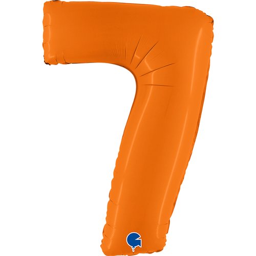 Zahl 7 Orange Matt Folienballon - 102 cm