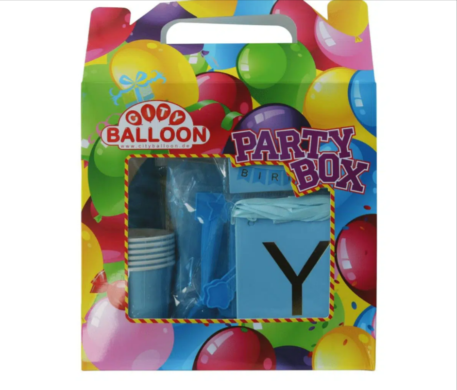 Party Set Box Blau - Für 6 Kinder